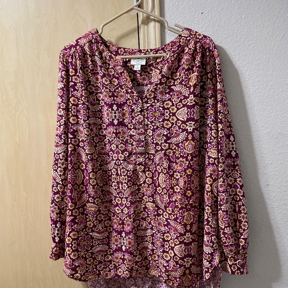 Women 1X Beautiful Folk Paisley Peasant Blouse - 25 inches from pit to pit and 2 - Picture 1 of 5